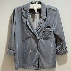 ROOM SERVICE Grey Velvet 3/4 Sleeve Pajama Top